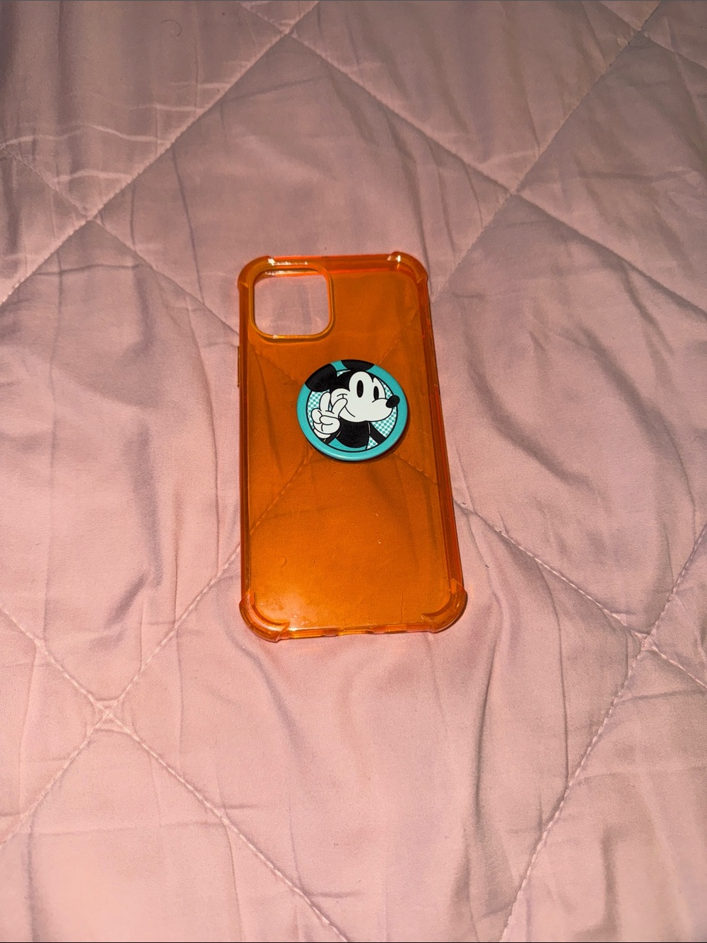 Transparent Orange Phone Case with Cartoon Grip